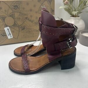 Free People Happiness Heeled Rivet Buckle Sandal Cowboy Brown Women 9.5/EU40 NWB